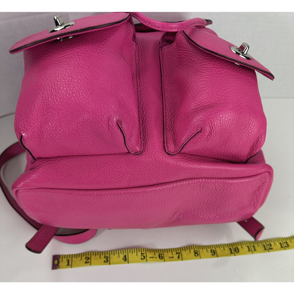 Coach Billie Pebbled Leather Backpack Purse Hot Pink Bag Turnlock Pockets - Picture 9 of 16